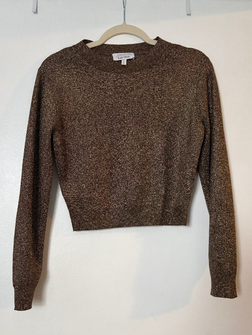 & Other Stories Stokholm Atelier mock neck crop top in gold, size small